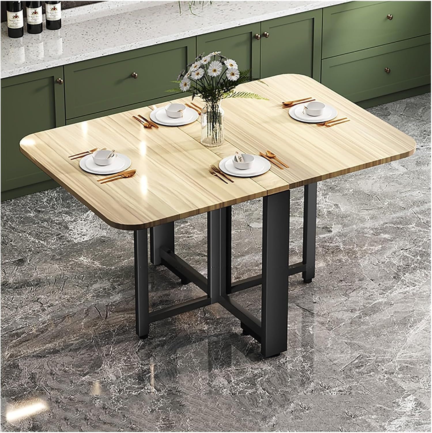 Amazon.com - Folding Dining Table With Modern, Foldable Multipurpose ... with Foldable Dining Table For Studio Apartment