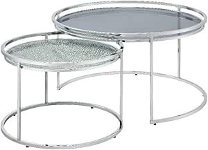 Amazon.com: Furniture Of America Belmont Metal 2-Piece Nesting Table In ... with regard to A Closer Look at the Durable Design of the Mendel Nesting Table Set