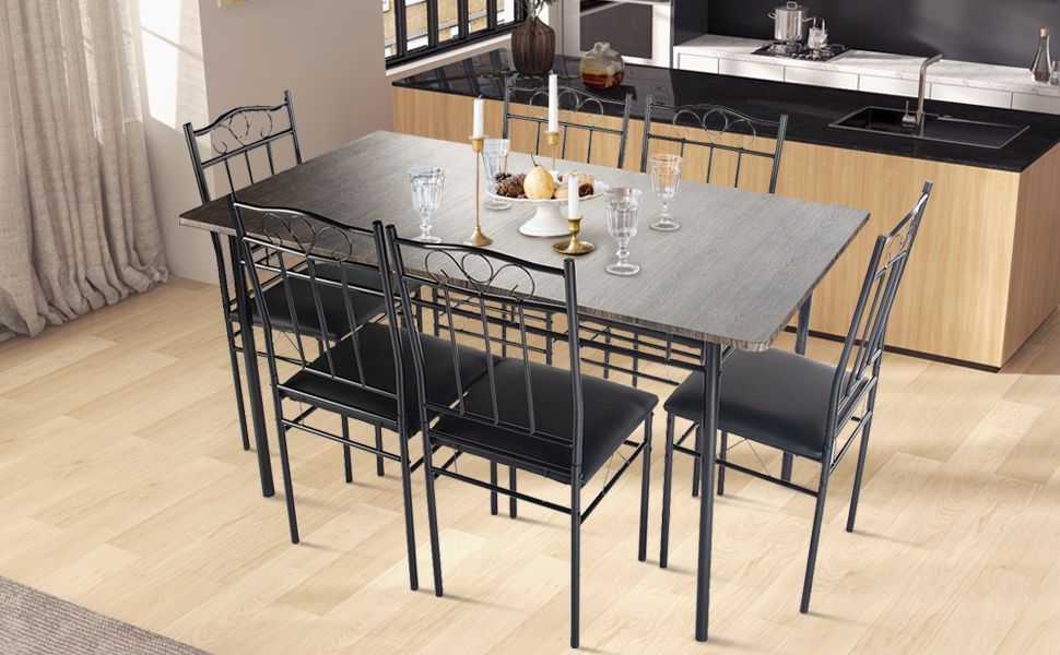 Amazon.com - Furniturer Dining Table Set For 6, Rectangular Dining Room ... with Tananger Table Set