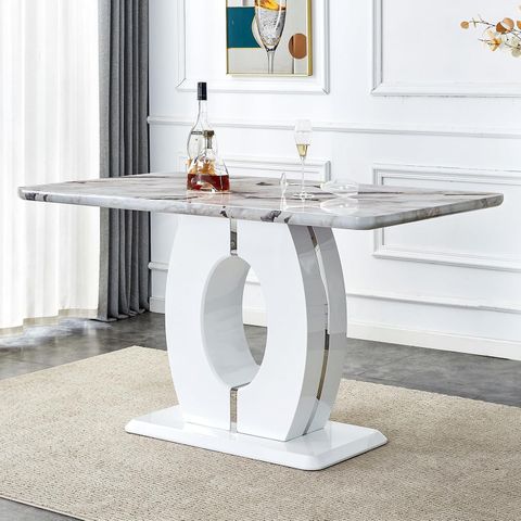 Amazon.com - Gopop Counter Height Dining Table,Modern White Marble ... with regard to Innovations in Marble Dining Table Design The Liam Collection