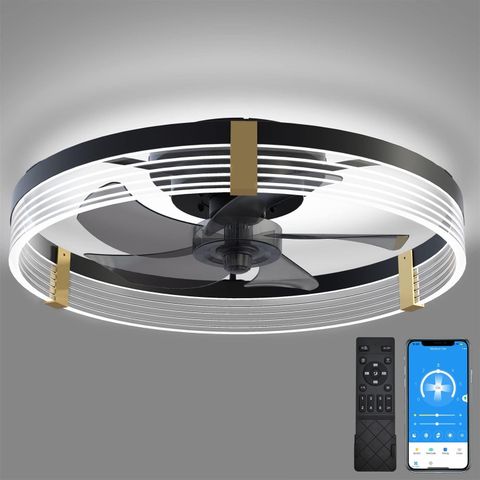 Amazon.com: Gosonkt 19.7" Low Profile Ceiling Fan With Lights And ... in Weatherproof Outdoor Ceiling Fan Low Profile