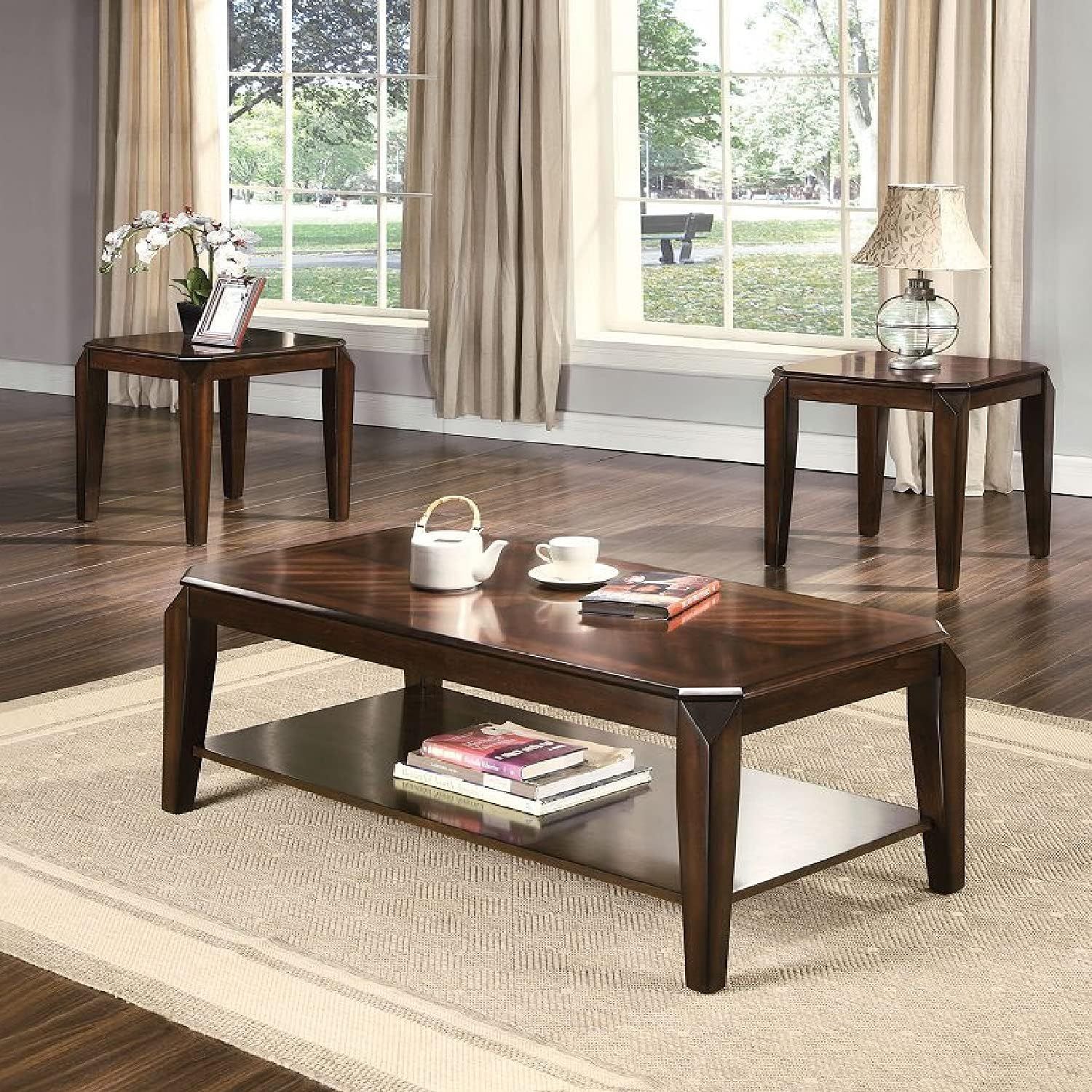 Amazon.com: Harper &amp; Bright Designs 3 Piece Coffee Table Set For Living ... with Choosing the Perfect Black Wooden Coffee Table Set for Your Living Room