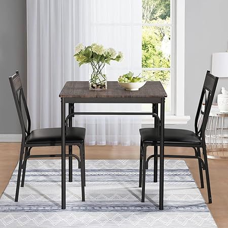 Amazon.com - Homcom 3 Piece Dining Table Set For 2, Modern Kitchen ... inside Styling Your Gray 3-Piece Table Set A Practical Guide