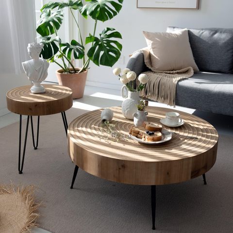 Amazon.com: Home Square 3-Piece Set With Coffee Table And 2 Side Tables ... intended for Beyond the Basics How to Maximize Your Home Square Drum Table Set