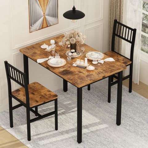 Amazon.com - Hudada Kitchen Table Set 3 Piece Dining Table Set Sturdy ... for Table Set 3-Pieces Set, Brown Oak