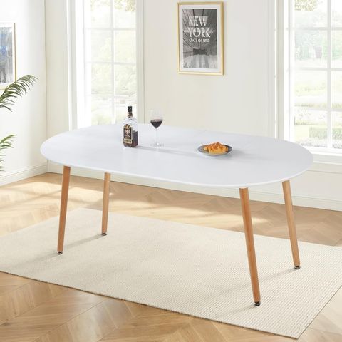 Amazon.com - Lecut Oval Extendable Dining Room Table For 4-8 People ... pertaining to Extendable Dining Table For 4 To 8 People
