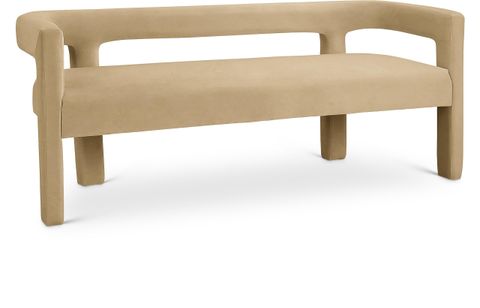 Amazon.com - Meridian Furniture 892Camel Athena Collection Modern ... inside Athena Boucle Fabric Upholstered Bench, Camel, Velvet