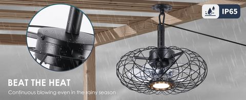 Amazon.com: Miuyhji Black Outdoor Ceiling Fans With Led Light, 15 ... intended for Industrial Black Outdoor Ceiling Fan Design
