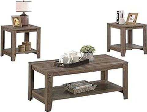 Amazon.com: Monarch Specialties I 7914P Table Set, 3Pcs Set, Coffee ... with regard to Table Set 3Pcs Set Coffee End Side Accent Living Room Laminate Grey