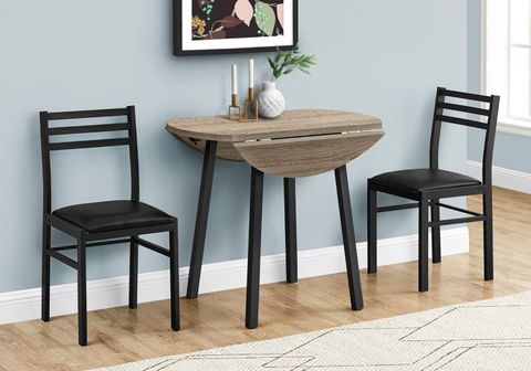 Amazon.com - Monarch Specialties Round Drop-Leaf Table And 2 Chairs ... regarding Foldable Round Dining Table For Studio Flat