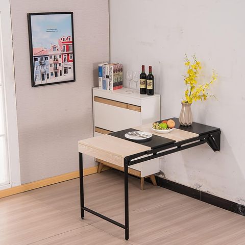 Amazon.com: Murphy Folding Table, Fold Fown Dining Table Wall-Mounted ... pertaining to Space-saving foldable wooden dining table wall storage ideas for modern homes