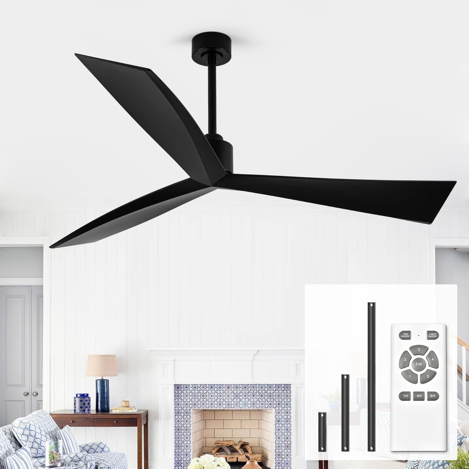 Amazon.com: Norfolk 60'' Ceiling Fan With Remote Control, Modern ... with regard to Understanding the Evolution of Matte Black Outdoor Fan Design Trends