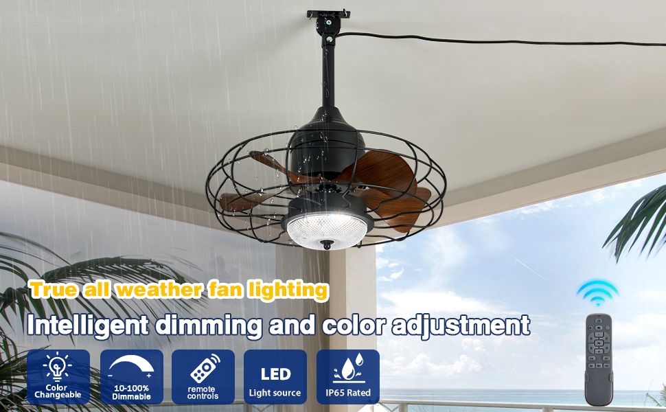 Amazon.com: Ofenrd Outdoor Plug In Ceiling Fans With Light 20 ... within Maintaining water resistant ceiling fans to extend lifespan in wet environments
