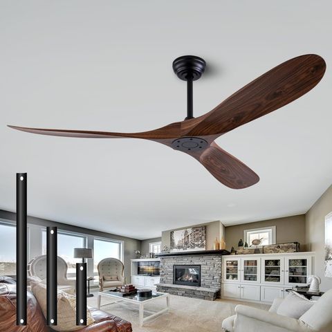 Amazon.com: Qutwob 52-Inch Abs Ceiling Fans Remote Control No Lights, 3 ... in Quiet Ceiling Fan For Open Terrace