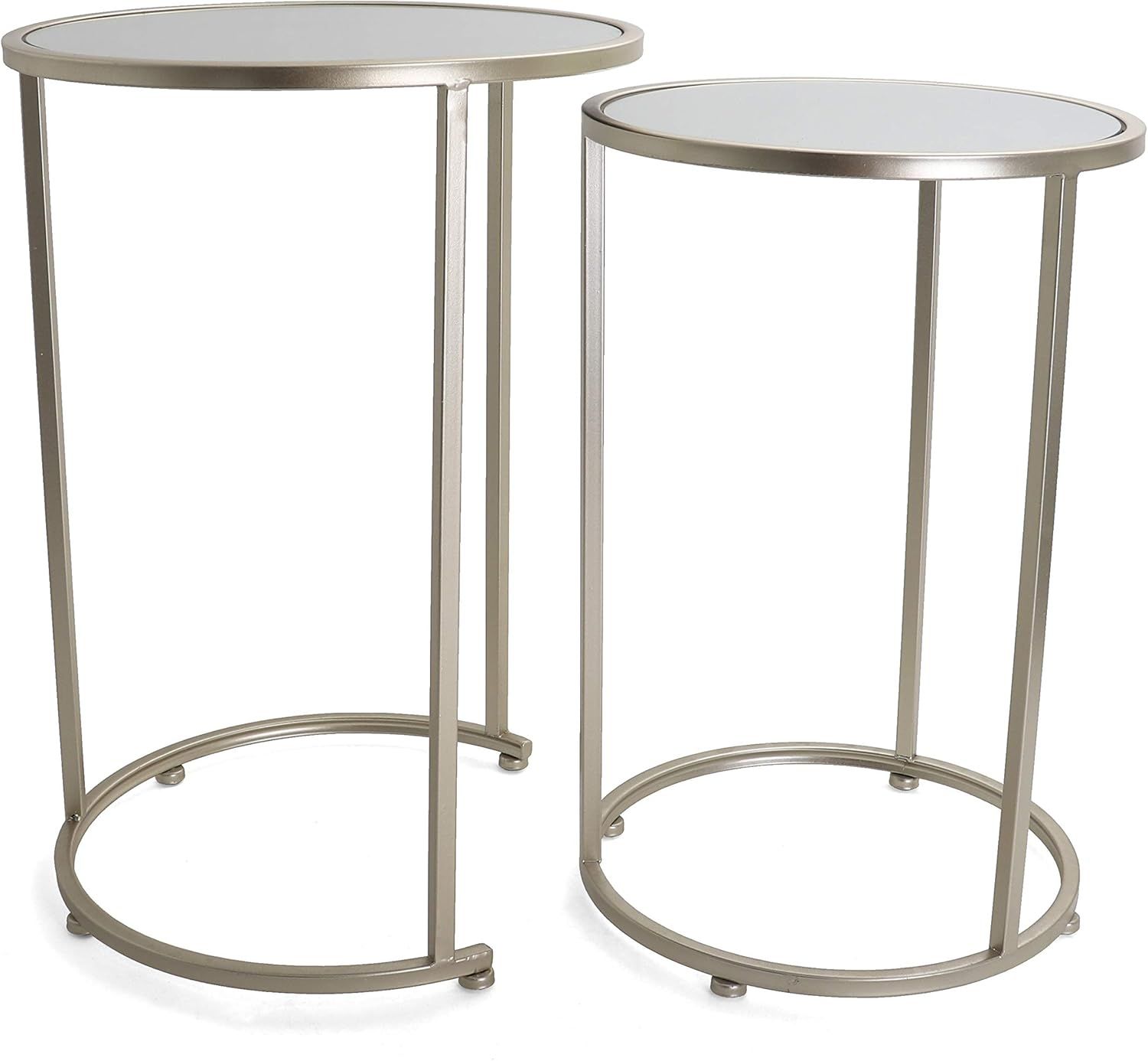 Amazon.com: Rutledge &amp; King Round End Table Set - Gold End Tables With ... intended for Metal, Set Of 2 16X18&quot;/19X23&quot; Nested Round Side Tables