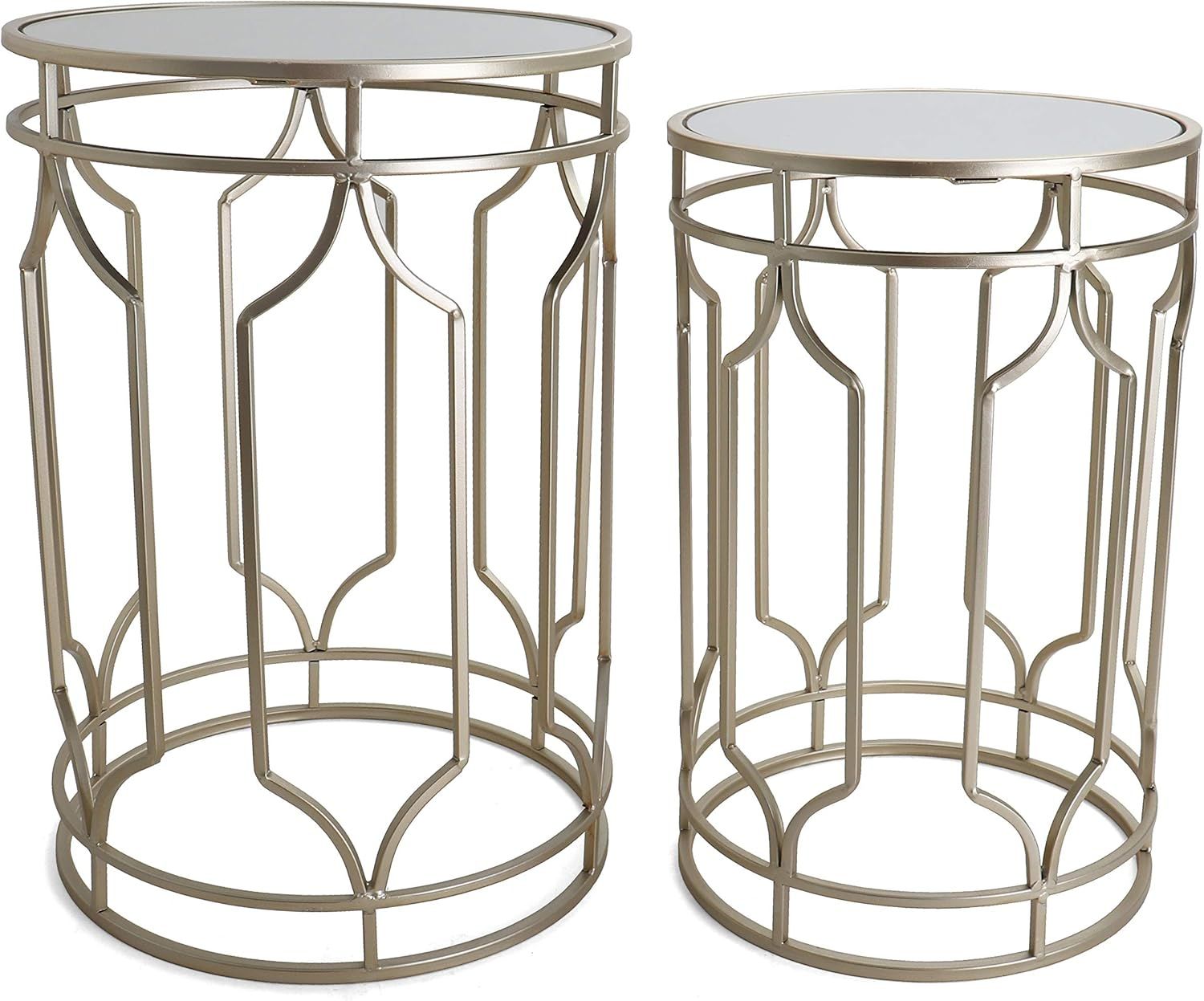 Amazon.com: Rutledge &amp; King Round End Table Set - Gold End Tables With ... pertaining to Metal, Set Of 2 16X18&quot;/19X23&quot; Nested Round Side Tables