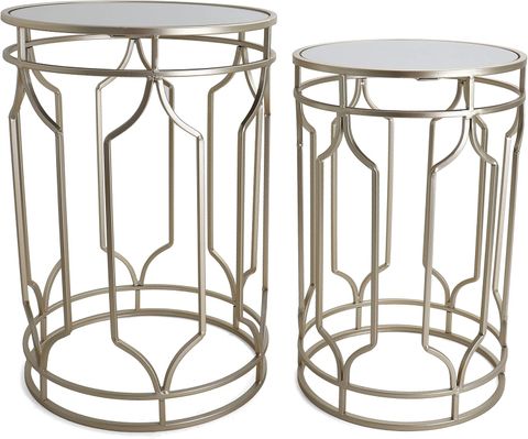 Amazon.com: Rutledge & King Round End Table Set - Gold End Tables With ... pertaining to Metal, Set Of 2 16X18"/19X23" Nested Round Side Tables