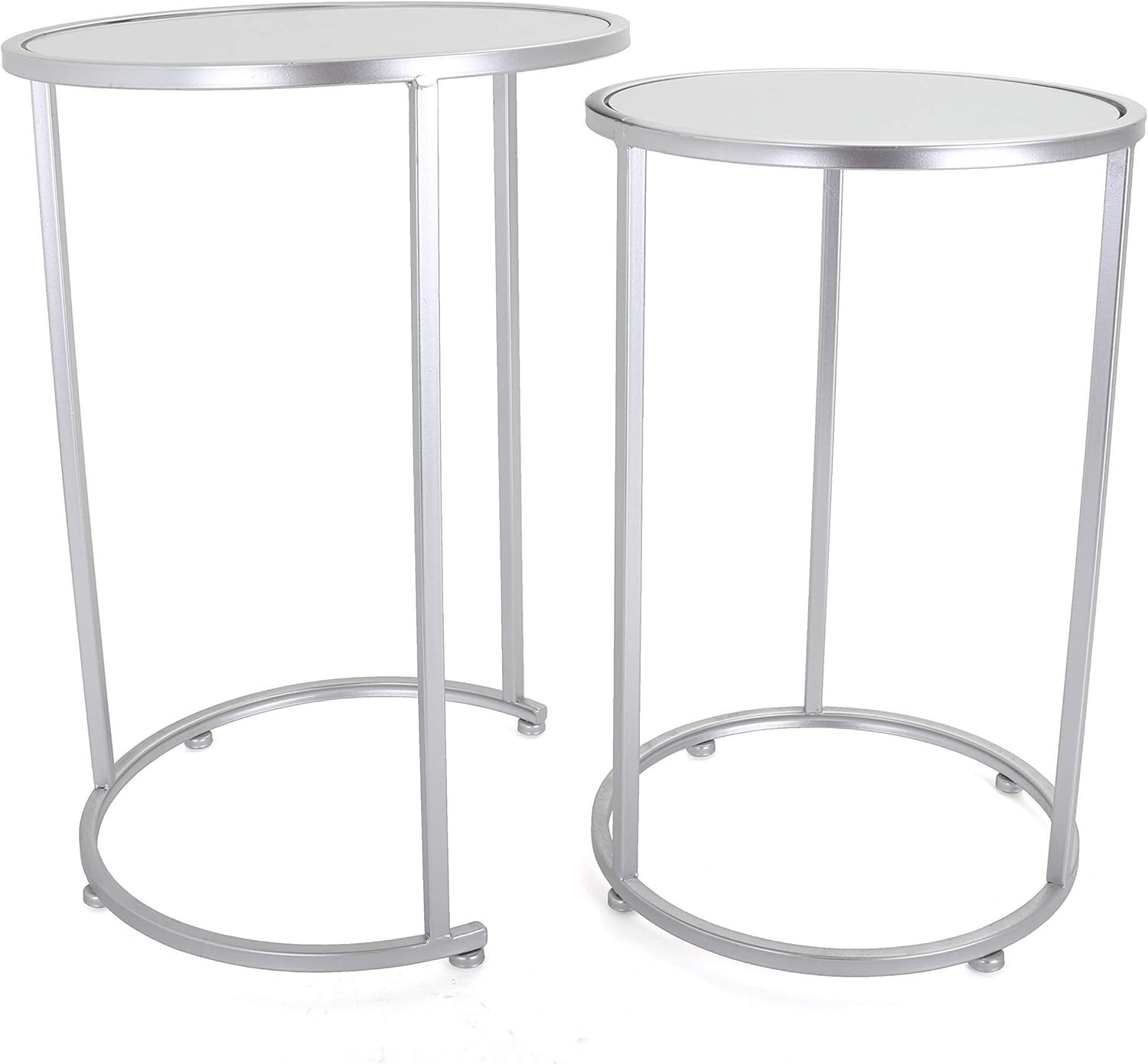 Amazon.com: Rutledge &amp; King Round End Table Set - Silver End Tables ... regarding How Nested Metal Side Tables Can Enhance Your Home's Flow