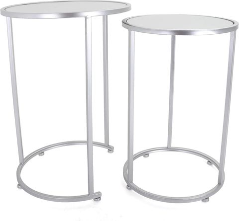 Amazon.com: Rutledge & King Round End Table Set - Silver End Tables ... regarding How Nested Metal Side Tables Can Enhance Your Home's Flow