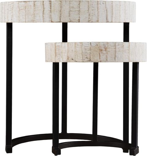 Amazon.com: Set Of Two 21" White Solid Wood And Iron Round Nested Tables 18.5X18.5X20.75 Modern ... with Integrating White Nested Tables into Your Unique Home Aesthetic