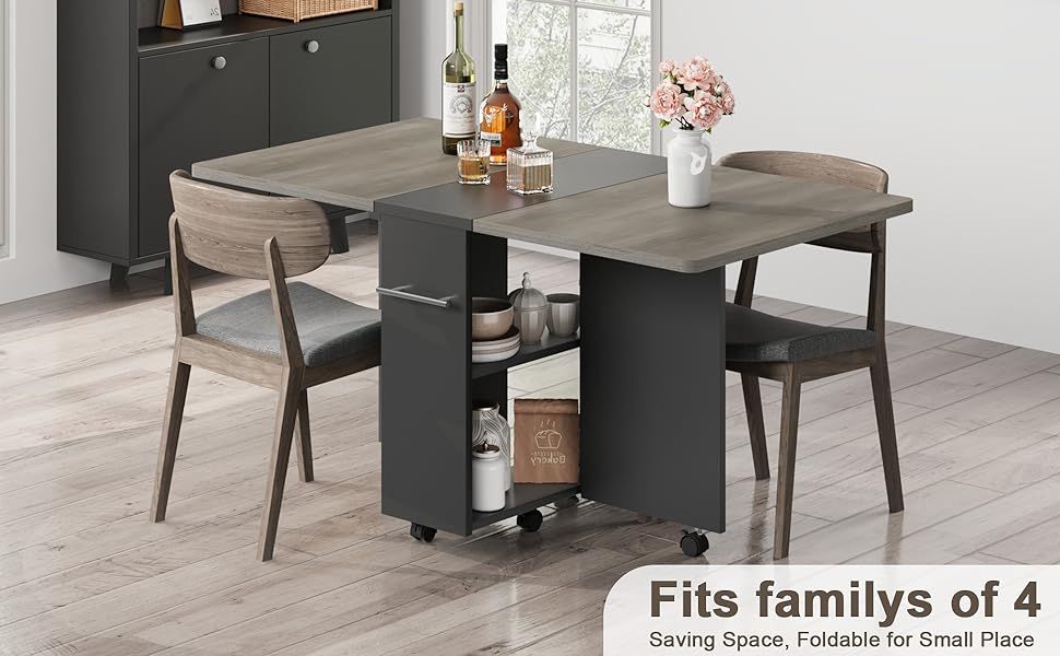 Amazon.com - Space Saving Folding Dining Table With 2 Tier Storage ... with The Hidden Benefits of Foldable Side Extensions