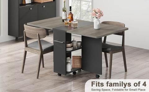 Amazon.com - Space Saving Folding Dining Table With 2 Tier Storage ... with The Hidden Benefits of Foldable Side Extensions