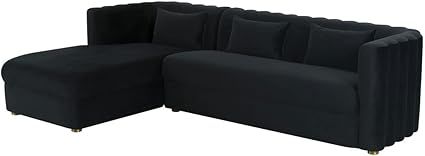 Amazon.com: Tov Furniture Callie Black Velvet Sectional - Laf : Home &amp; Kitchen for Callie Navy Velvet Sectional, Laf, Navy
