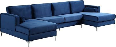Amazon.com: Tov Furniture Callie Black Velvet Sectional - Laf : Home &amp; Kitchen intended for Callie Navy Velvet Sectional, Laf, Navy