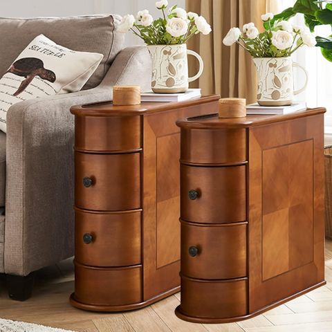 Amazon.com: Tribesigns Wood End Table Set Of 2, Narrow Solid Side Table ... intended for Crafting Character with DF Parker's Chevron Side Tables