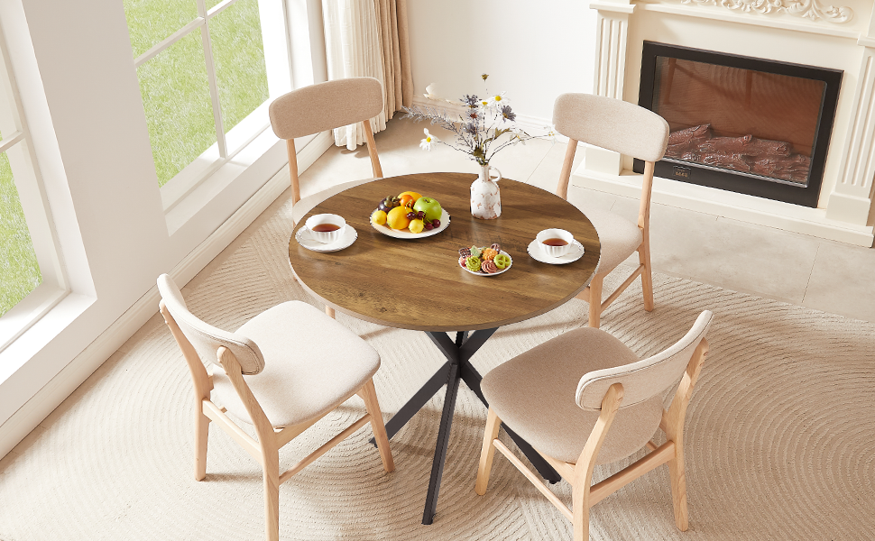 Amazon.com - Unovivy 31.5&quot; Small Round Dining Table For 2-4, Space ... with regard to Round Dining Table For Compact Spaces