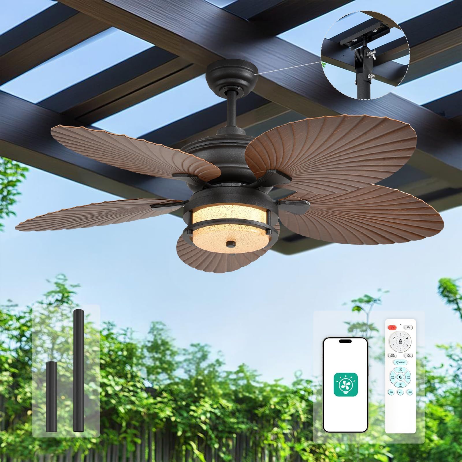 Amazon.com: Whmetal Cover Tropical Ceiling Fan Without Light, 52 Inch ... with regard to Choosing the right outdoor ceiling fan for your tropical kitchen setup