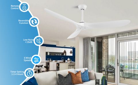 Amazon.com: Yjfan 60 Inch Indoor/Outdoor Ceiling Fan With Remote ... with regard to Modern White Ceiling Fan For Outdoor Terrace