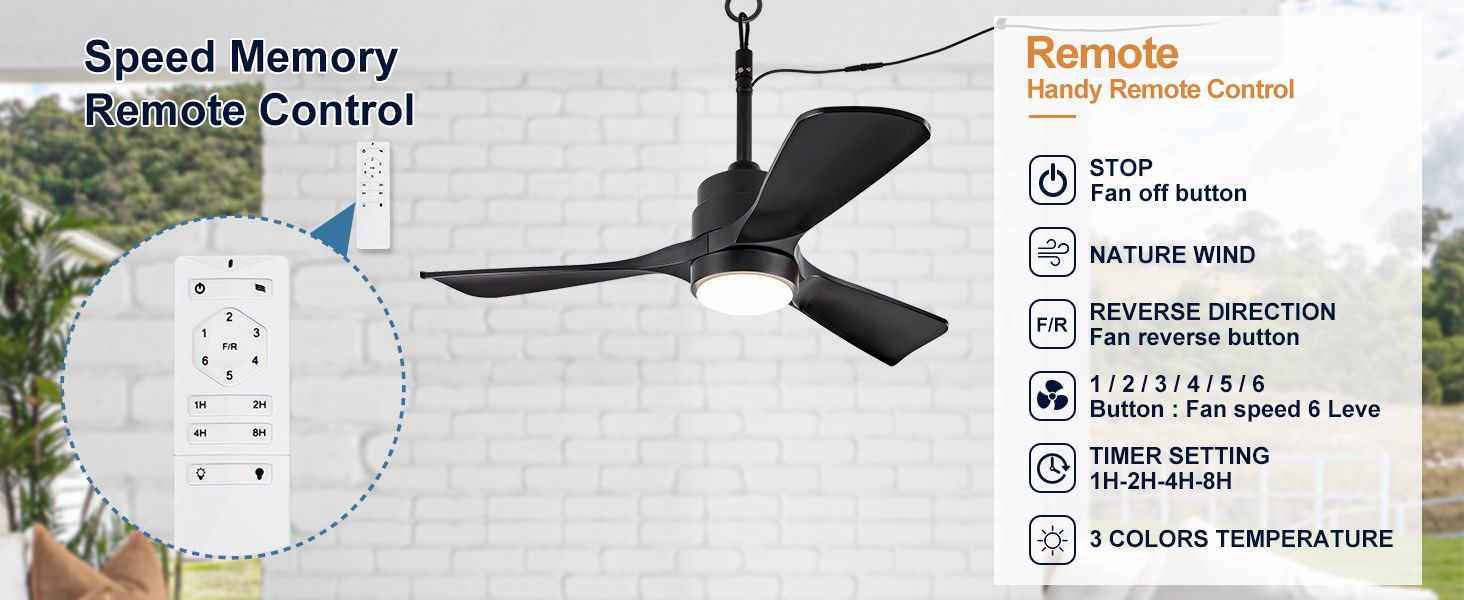 Amazon.com: Zimofll 42&quot; Outdoor Ceiling Fan For Patios With Light ... with regard to Maintaining water resistant ceiling fans to extend lifespan in wet environments