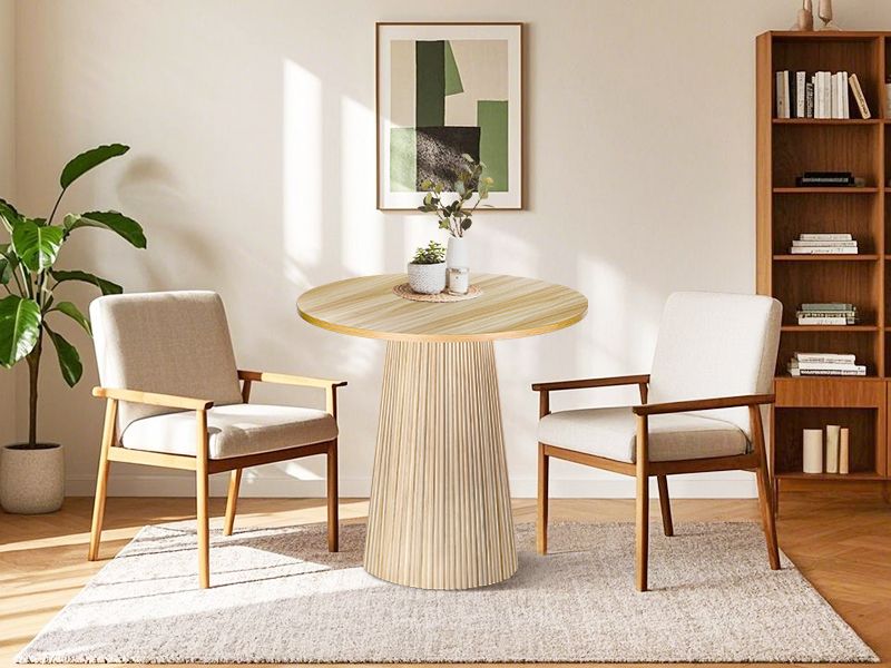 Amazon.com - Zybt Small Round Dining Table, 27.5&quot; Farmhouse Fluted ... regarding Round Dining Table For Compact Spaces