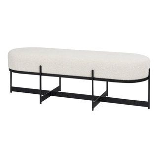 Amelia Cream Boucle Fabric Seat W/ Black Metal Base Upholstered Bench ... in Styling Your Space Adding a Touch of Elegance with a Cream Boucle Bench