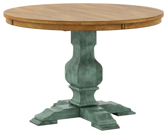 Arbor Hill Two-Tone Round Pedestal Base Dining Table - Farmhouse ... with regard to Understanding the Appeal of the Arbor Hill Two-Tone Finish