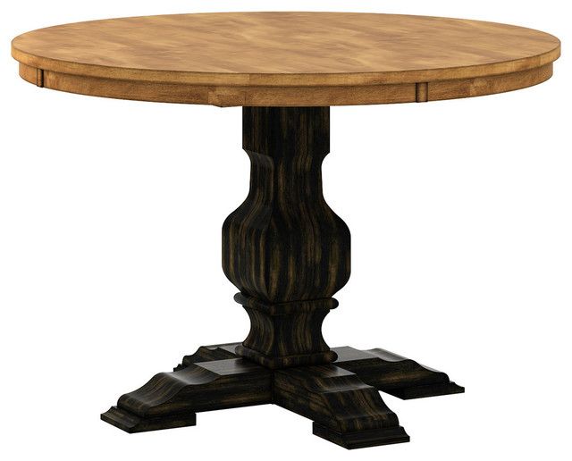 Arbor Hill Two-Tone Round Pedestal Base Dining Table - Traditional ... with Arbor Hill Two-Tone Rectangular Trestle Base Dining Table, Antique Black