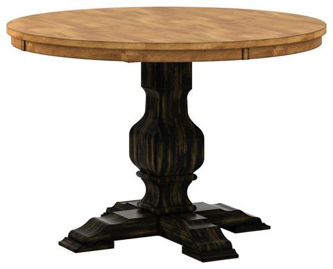 Arbor Hill Two-Tone Round Pedestal Base Dining Table - Traditional ... with Arbor Hill Two-Tone Rectangular Trestle Base Dining Table, Antique Black