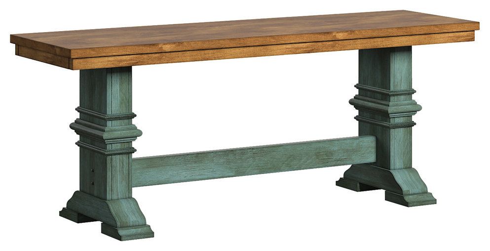 Arbor Hill Two-Tone Trestle Base Dining Bench - Farmhouse - Dining ... throughout Understanding the Appeal of the Arbor Hill Two-Tone Finish