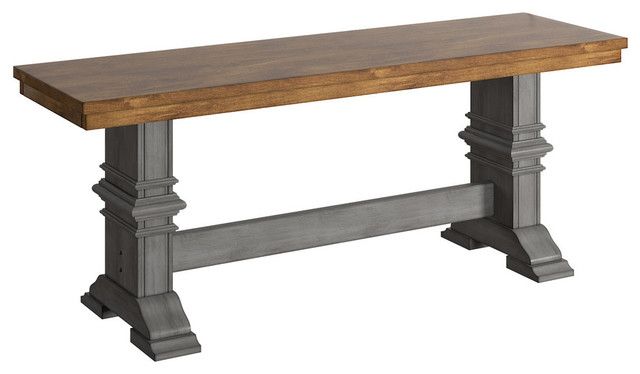 Arbor Hill Two-Tone Trestle Base Dining Bench - Traditional - Dining ... intended for Understanding the Appeal of the Arbor Hill Two-Tone Finish
