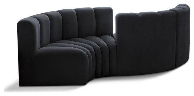 Arc Upholstered Facing Modular Sectional, 4-Piece: Curved Corner (4 ... throughout Arc Velvet Upholstered 4-Pc. Modular Sofa, Camel