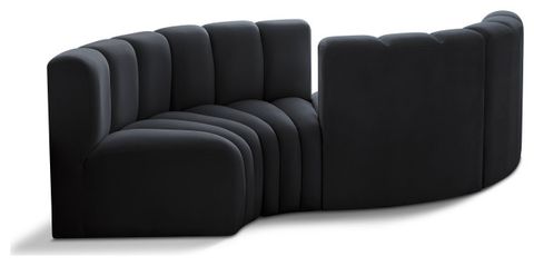 Arc Upholstered Facing Modular Sectional, 4-Piece: Curved Corner (4 ... throughout Arc Velvet Upholstered 4-Pc. Modular Sofa, Camel