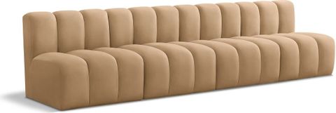 Arc Velvet 4 Seater Modular Sofa In Camel By Meridian | 1Stopbedrooms throughout Arc Velvet Upholstered 4-Pc. Modular Sofa, Camel