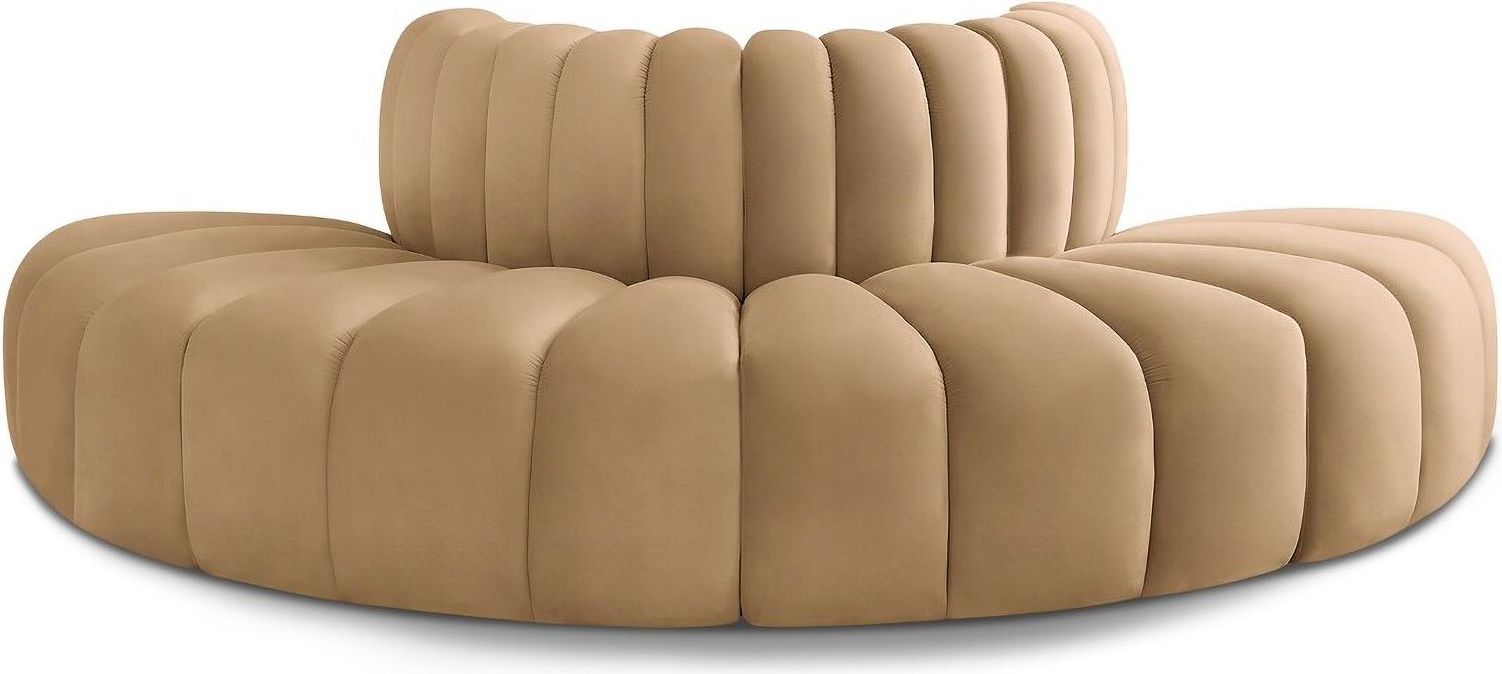 Arc Velvet Modular Sofa In Camel By Meridian | 1Stopbedrooms for Arc Velvet Upholstered 4-Pc. Modular Sofa, Camel