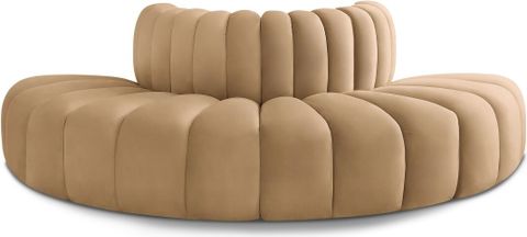 Arc Velvet Modular Sofa In Camel By Meridian | 1Stopbedrooms for Arc Velvet Upholstered 4-Pc. Modular Sofa, Camel