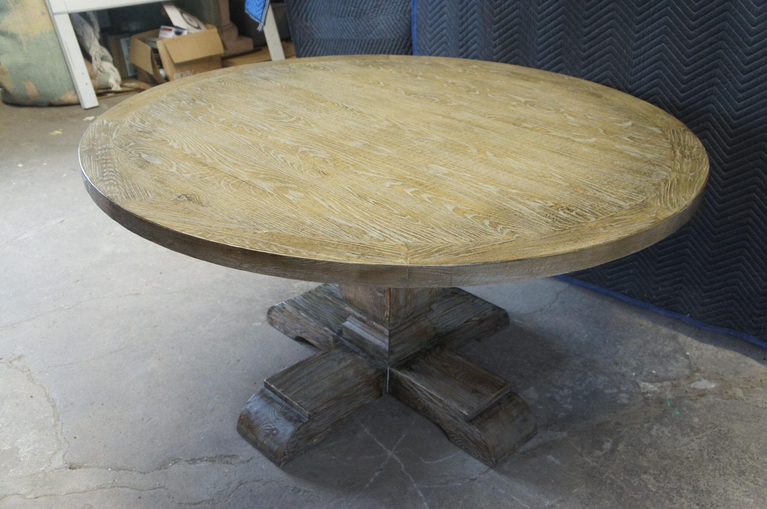 Arhaus Kensington Pine And Oak Round Dining Pedestal Table Italian Old ... for The Timeless Blend Revival Concrete and Oak Round Dining Tables Explained