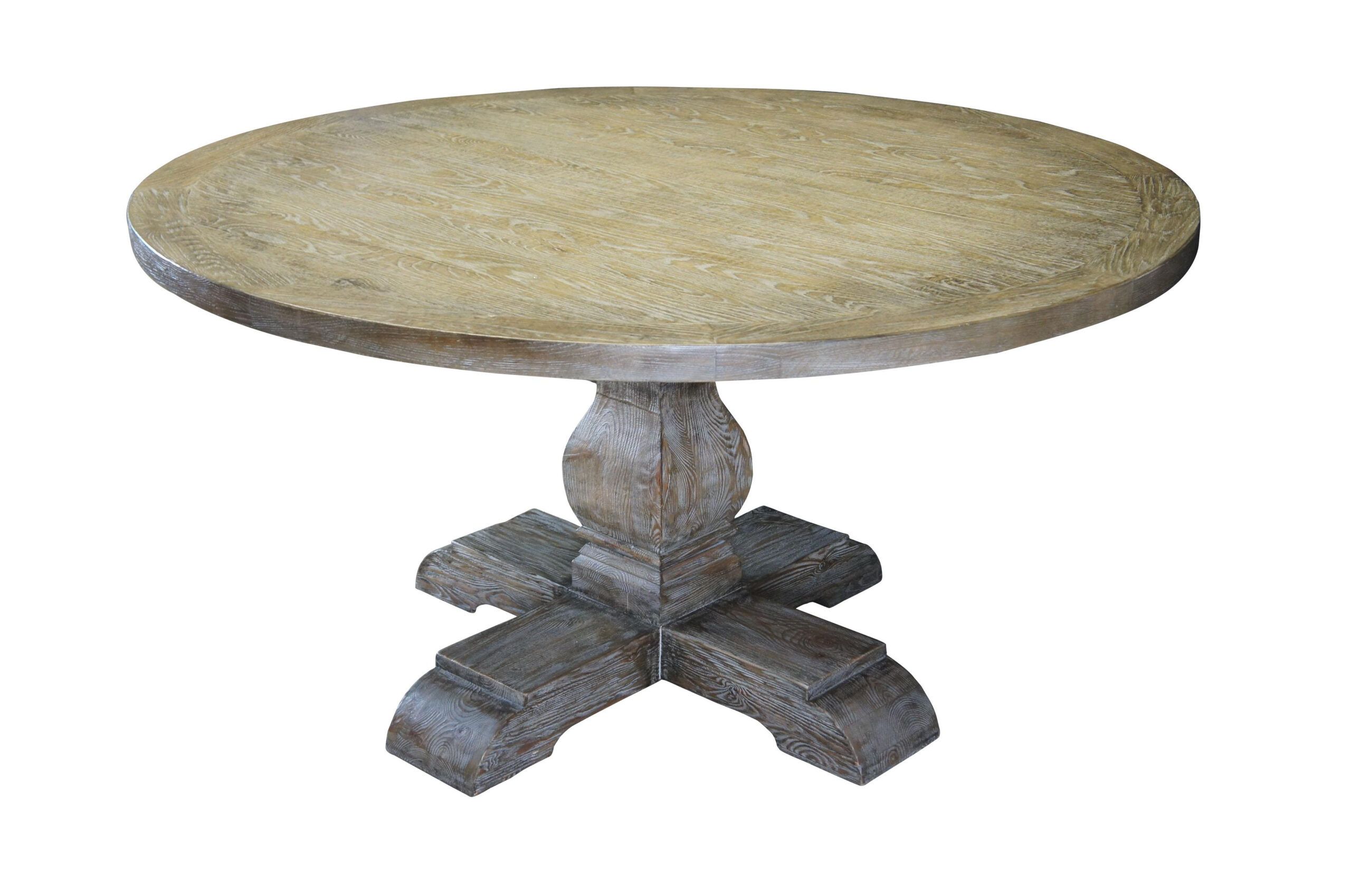Arhaus Kensington Pine And Oak Round Dining Pedestal Table Italian Old ... with regard to The Timeless Blend Revival Concrete and Oak Round Dining Tables Explained