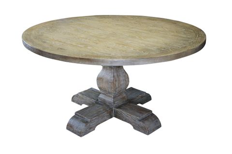 Arhaus Kensington Pine And Oak Round Dining Pedestal Table Italian Old ... with regard to The Timeless Blend Revival Concrete and Oak Round Dining Tables Explained