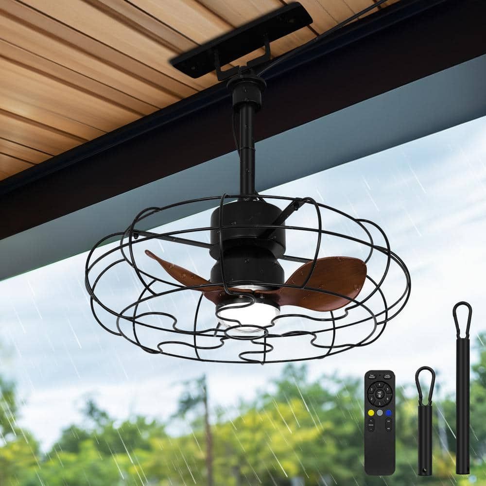 Ariskeen 20 In. Outdoor Black Wet Rated Gazebo Ceiling Fan With Light ... inside Ceiling Fan For Outdoor Gazebo Area