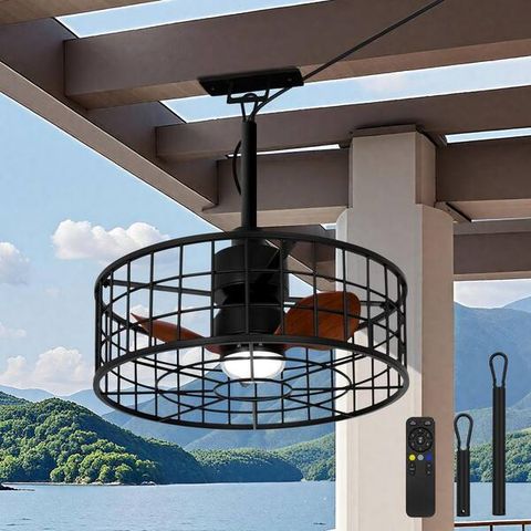Ariskeen 20 In. Waterproof Outdoor Black Ceiling Fan With Lights With ... throughout Weatherproof Ceiling Fan For Outdoor Gazebo